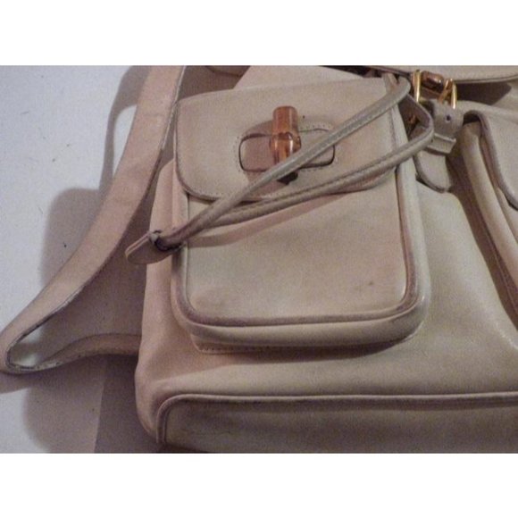 Gucci And Bamboo Handle White Leather Backpack - Picture 4 of 12
